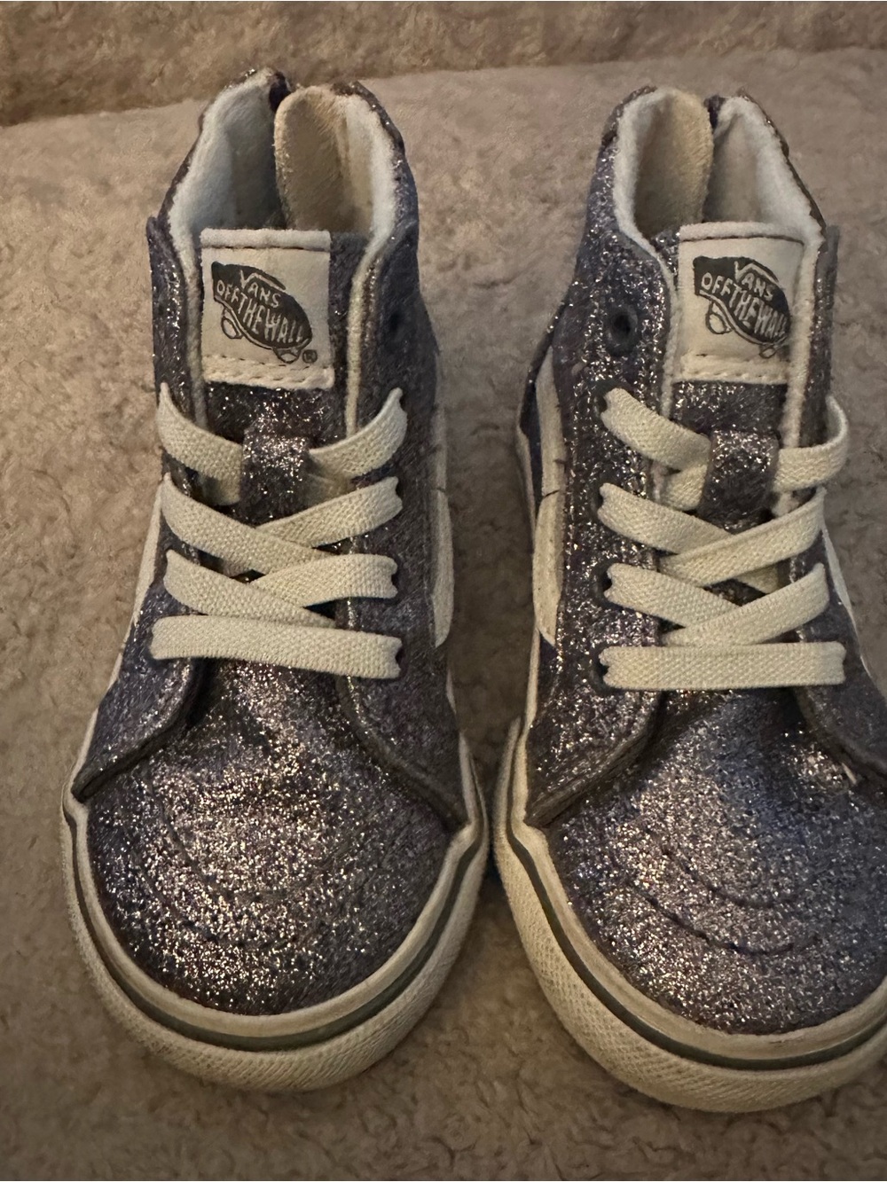Vans Kids' Glitter High Top Sneakers in Silver